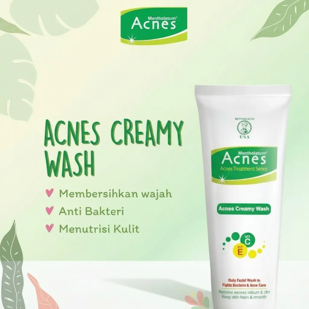 Acnes Face wash dengan vitamin C & E Acnes Creamy wash 50gr