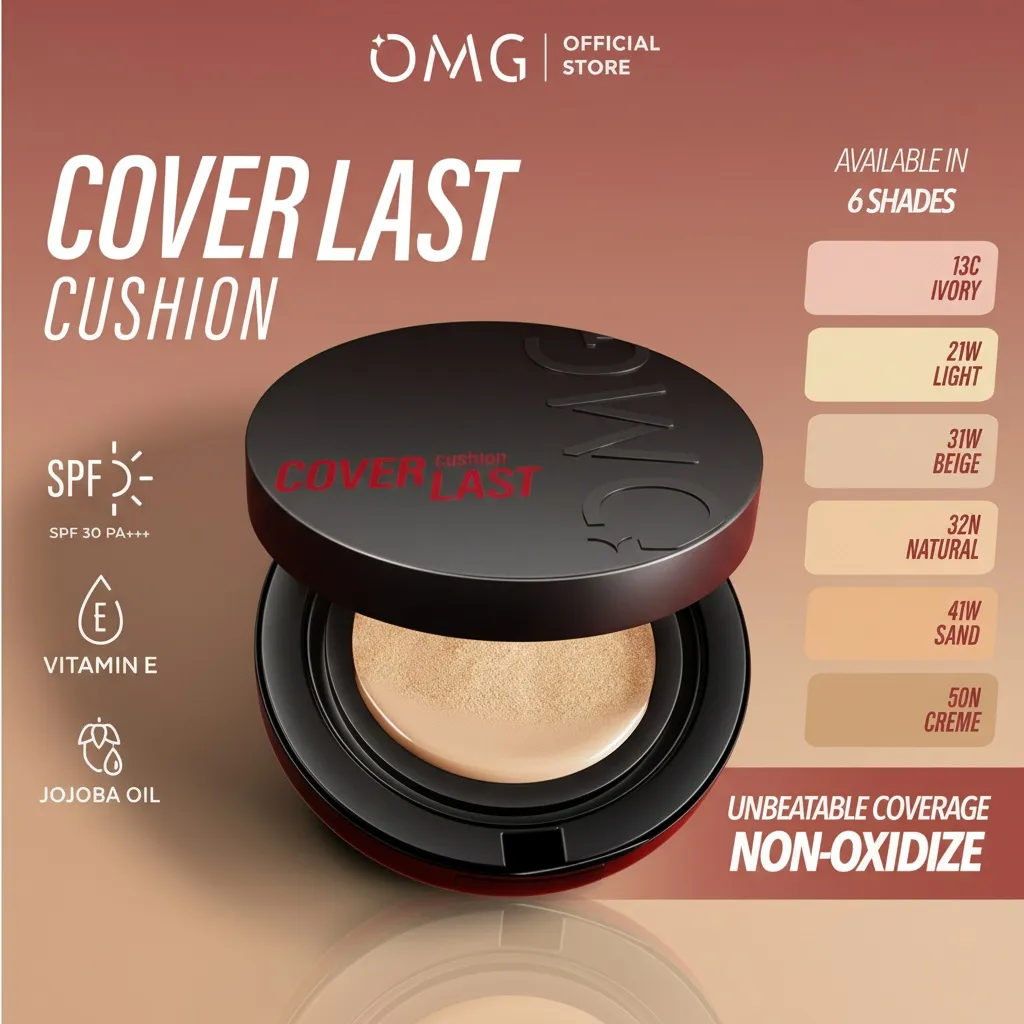 OMG oh my glam coverlast cushion 15g | cushion foundation concelear skin tint Make up | high coverage