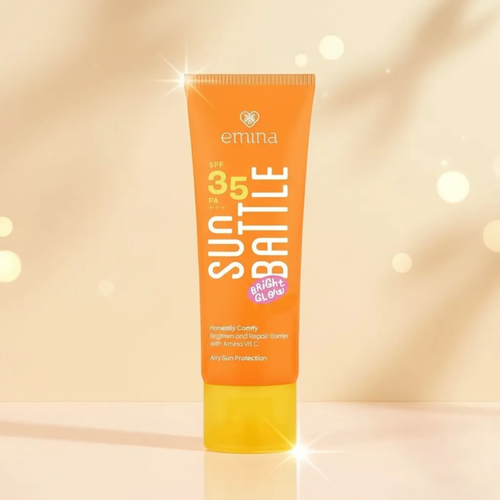 Emina sun battle bright glow SPF 35 PA+++ - sunscreen serum amino vitamin C 50ml