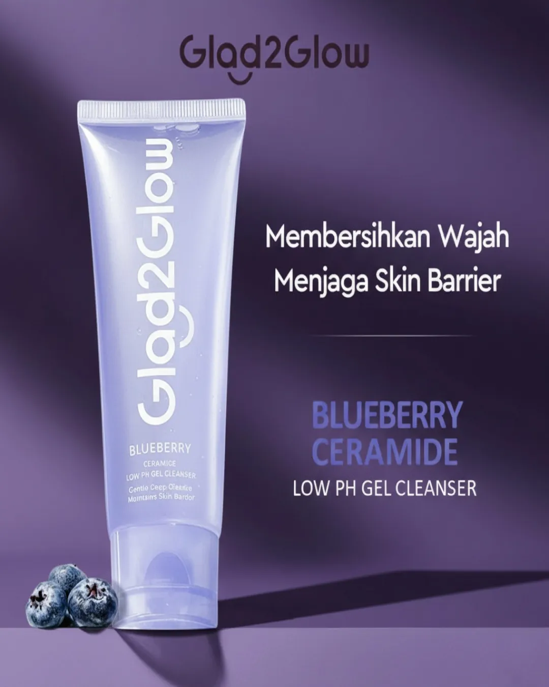 Glad2Glow blueberry ceramide low pH gel cleanser facewash sabun cuci muka wajah