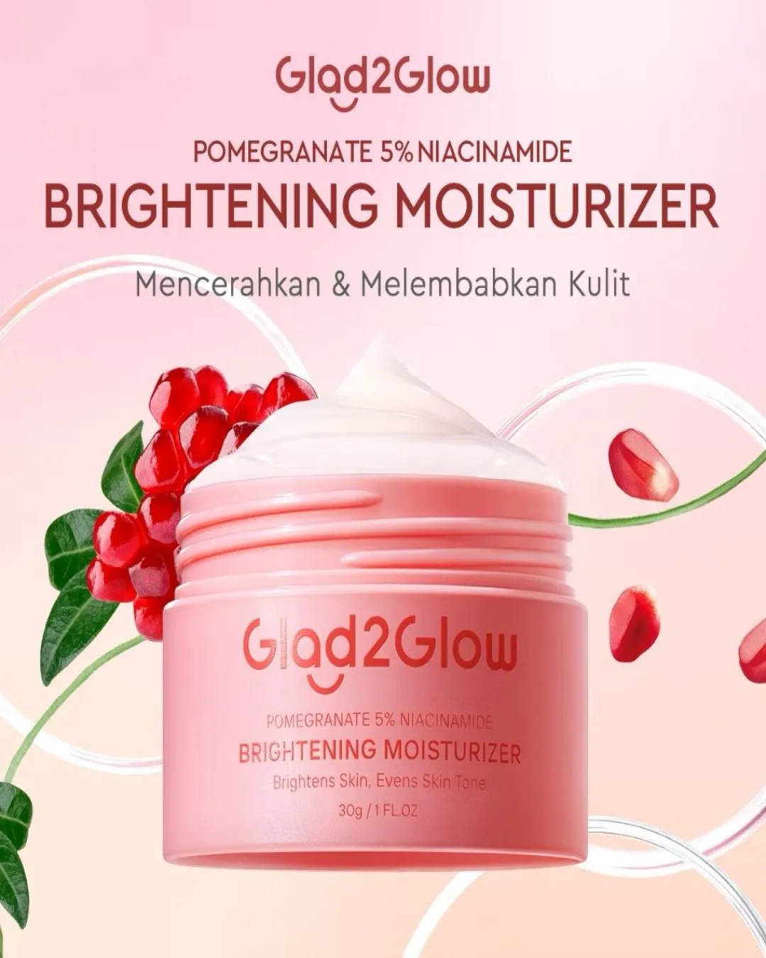 Glad2Glow Pomegranate Niacinamide Brightening Moisturizer