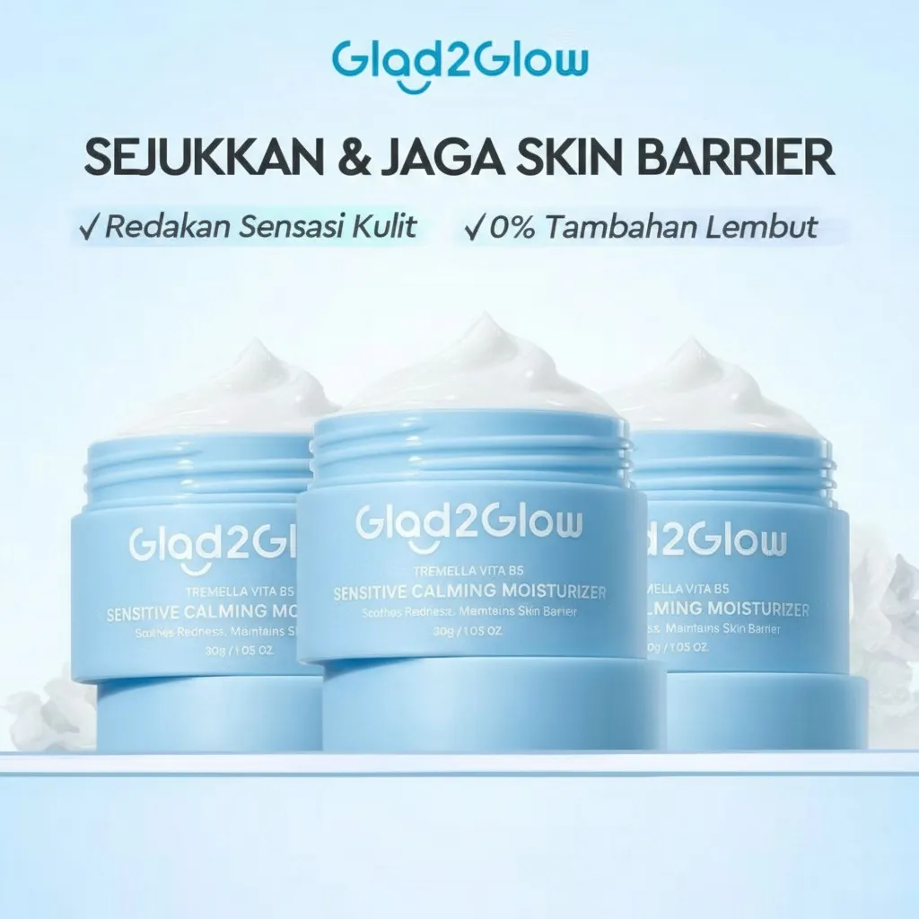 GLAD2GLOW Tremella vita b5 sensitive calming moisturizer | gel day & night cream skincare g2g pelembab wajah