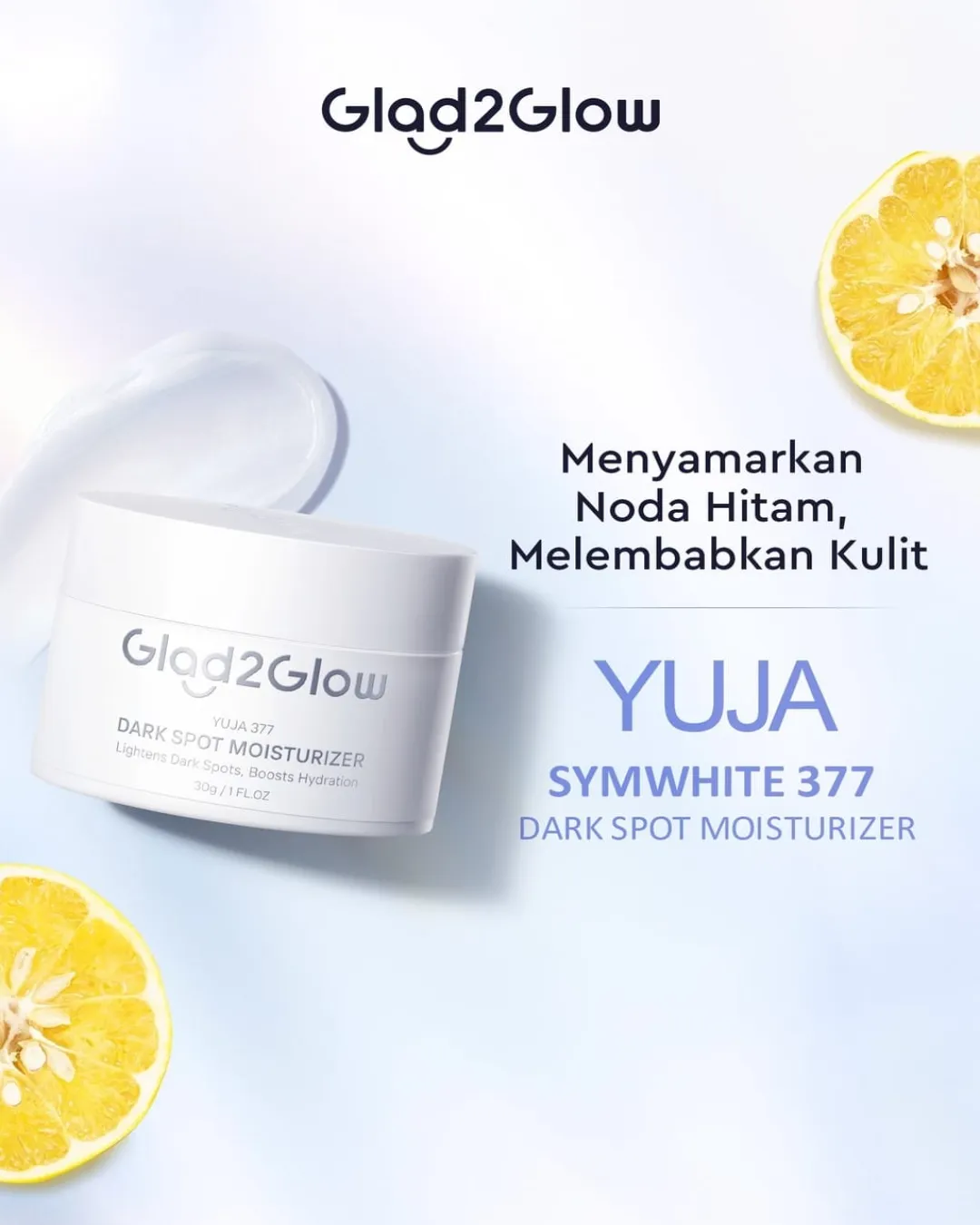 Glad2glow yuja symwhite 377 dark spot moisturizer menghilangkan bekas jerawat