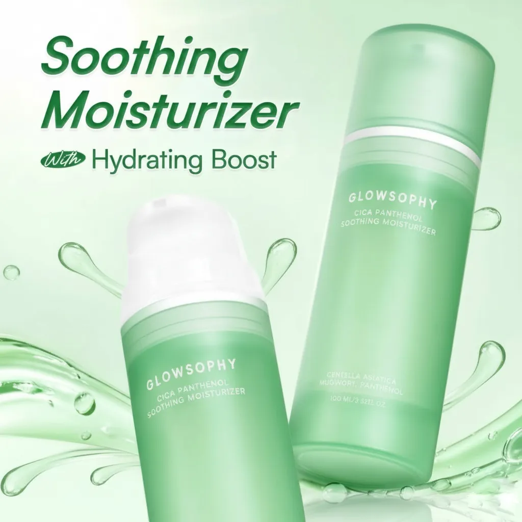 Glowsophy cica panthenol soothing moisturizer calming redness mugwort gel day and night moisturizer