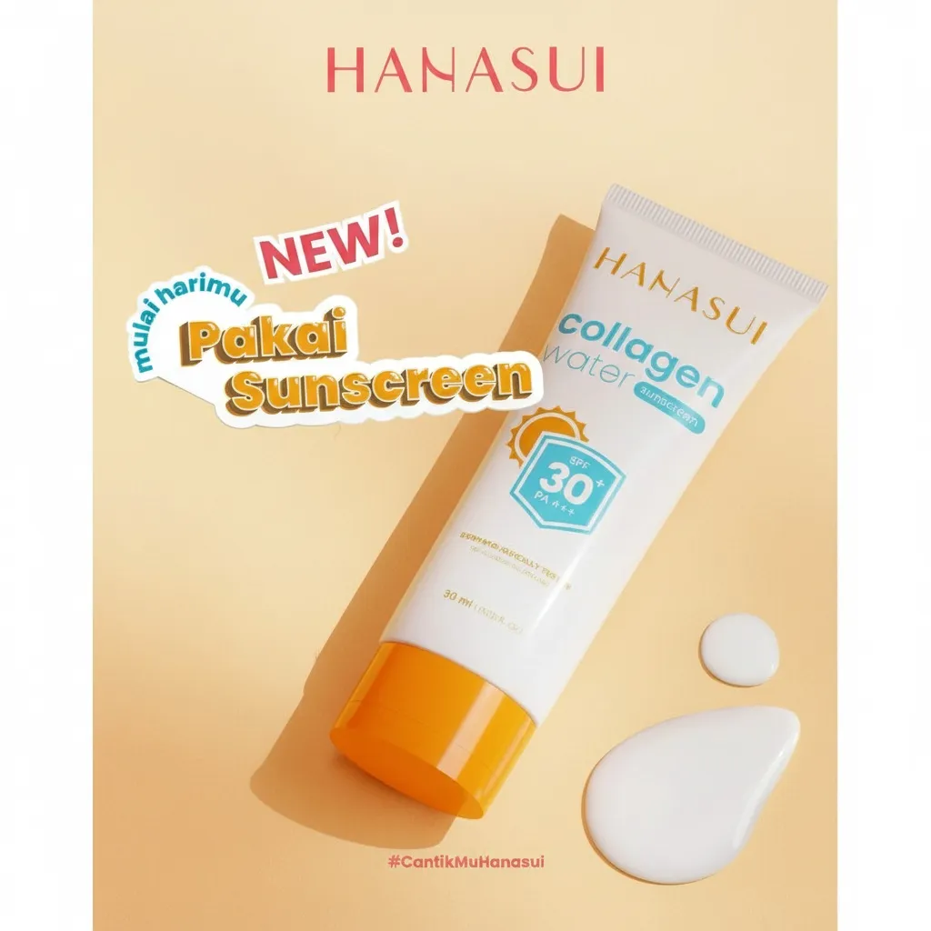 Hanasui collagen water sunscreen SPF 30 PA+++ - Ringan & mencerahkan kulit no whitecast tidak kusam dan cepat meresap