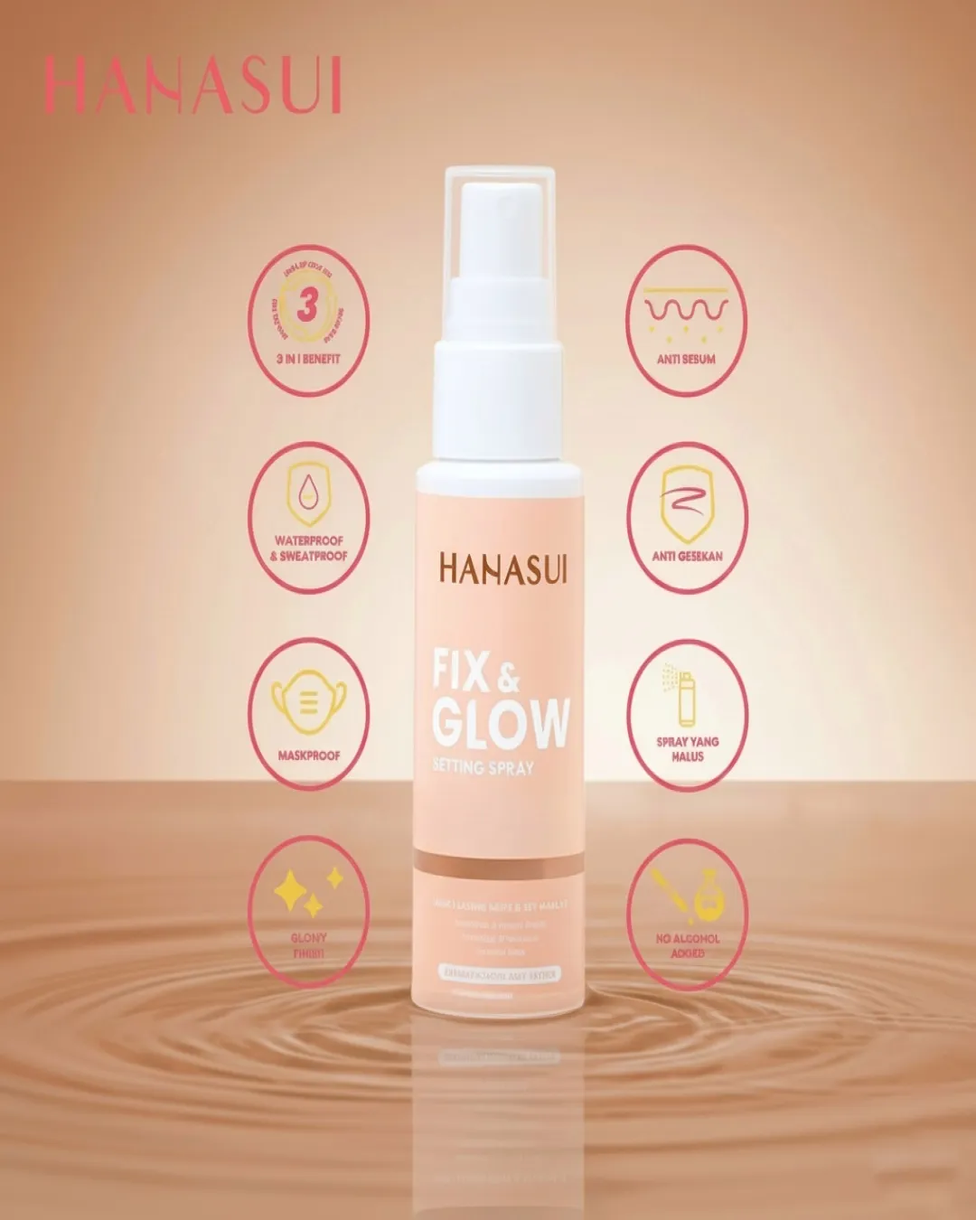 Hanasui fix & glow setting spray - setting spray finishing make up menghidrasi kulit maskproof tahan lama