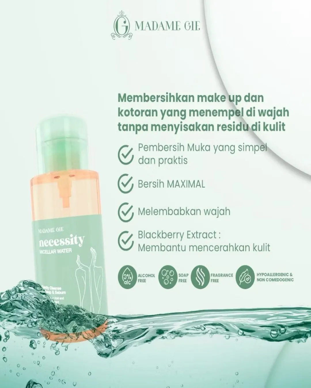 Madame Gie Nescessity Gentle Wash Micellar Water - Pembersih Wajah Make Up Remover 300ml