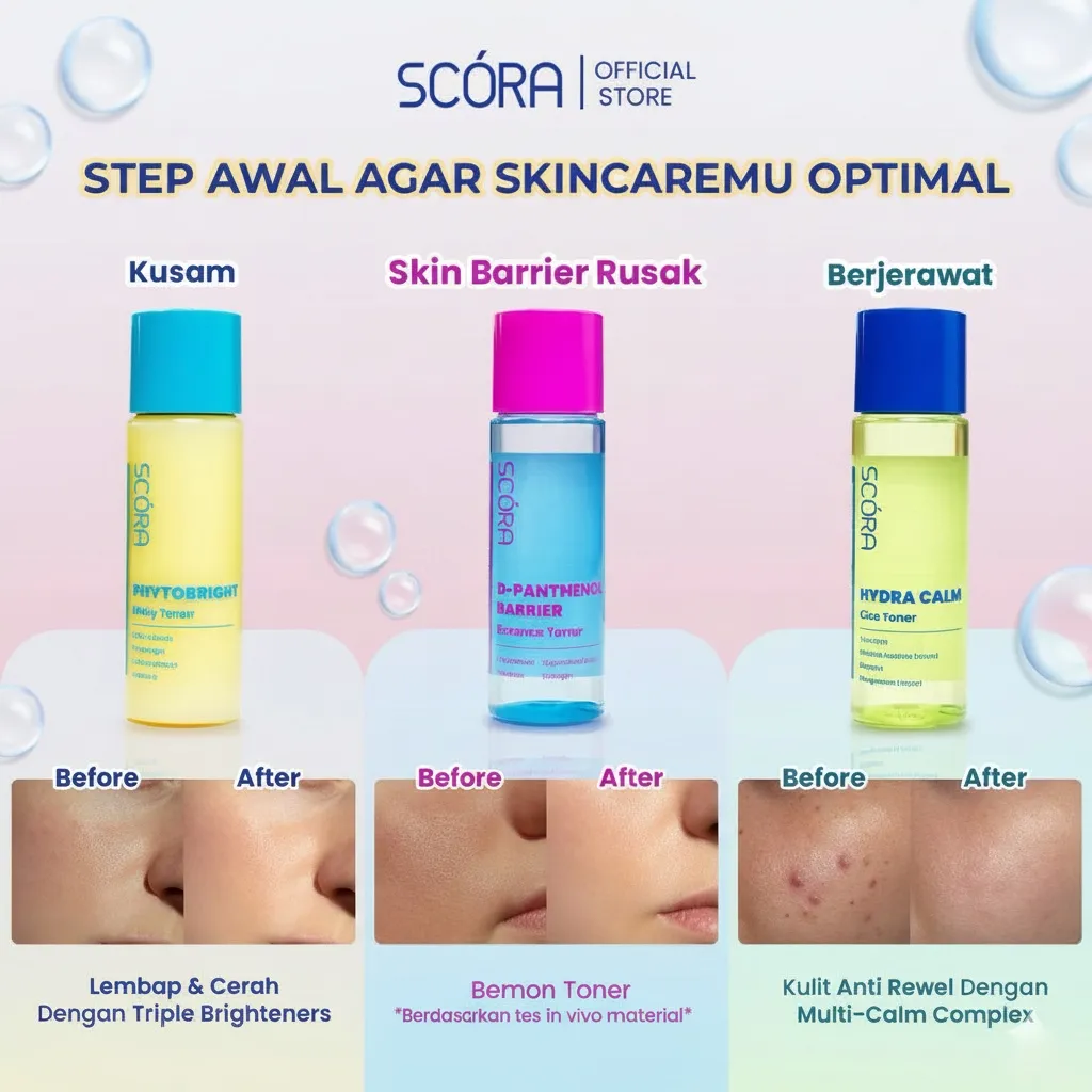 Scora toner series 80ml - Hydra calm cica toner, phytobright milky toner, D-panthenol barrier Essense